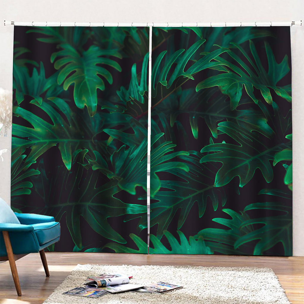Tropical Fern Leaf Print Pencil Pleat Curtains