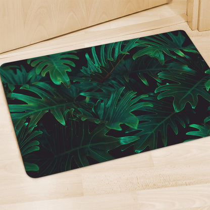 Tropical Fern Leaf Print Polyester Doormat