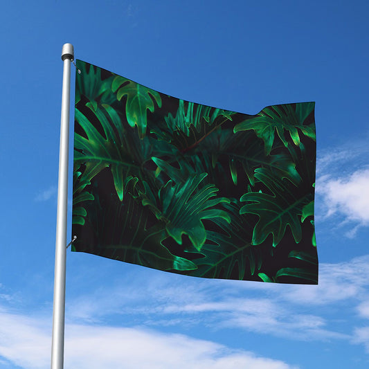 Tropical Fern Leaf Print Polyester Flag
