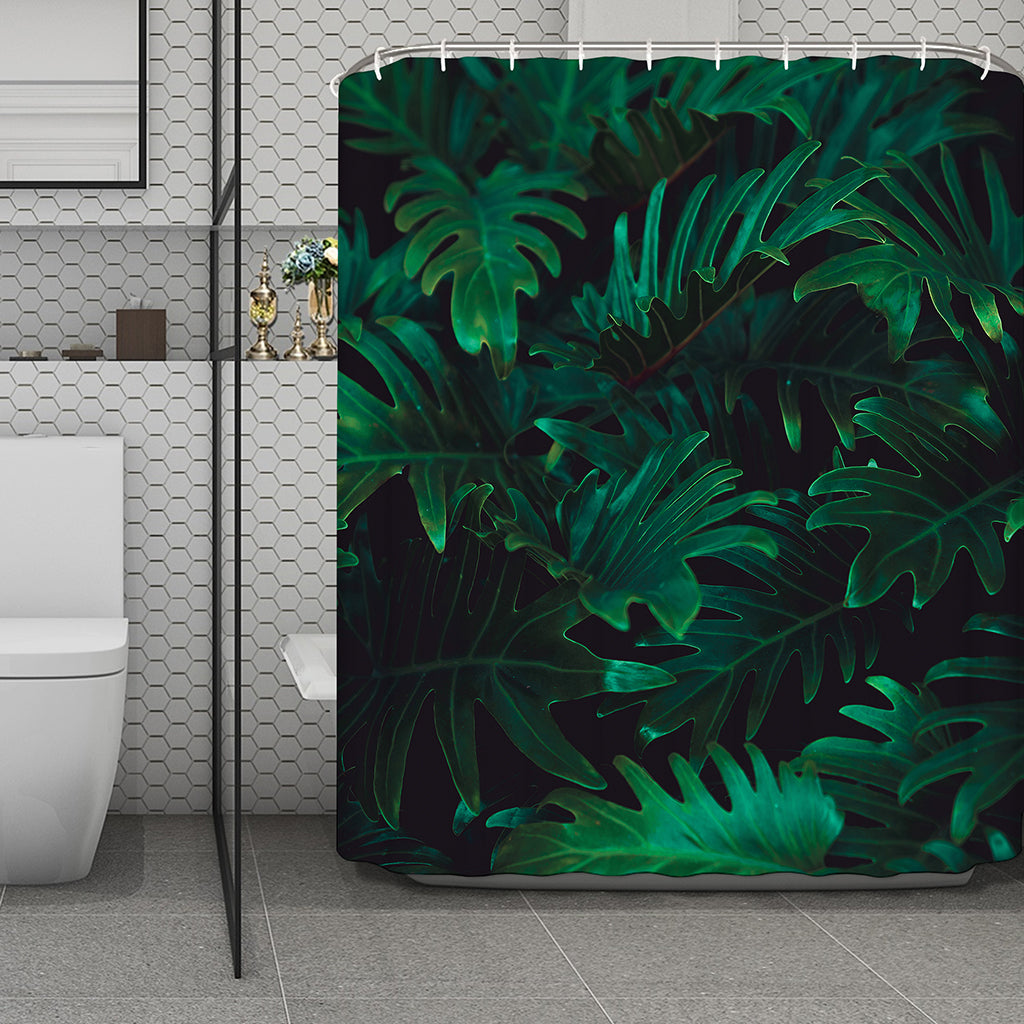 Tropical Fern Leaf Print Polyester Shower Curtain