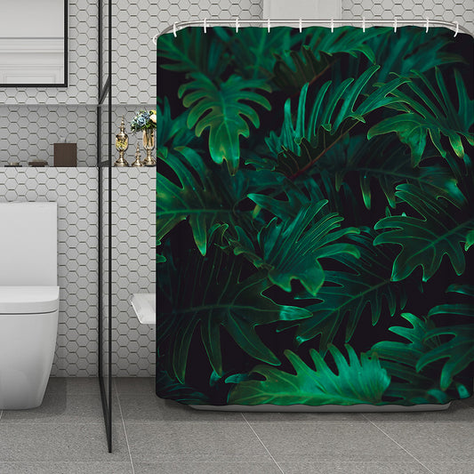 Tropical Fern Leaf Print Polyester Shower Curtain