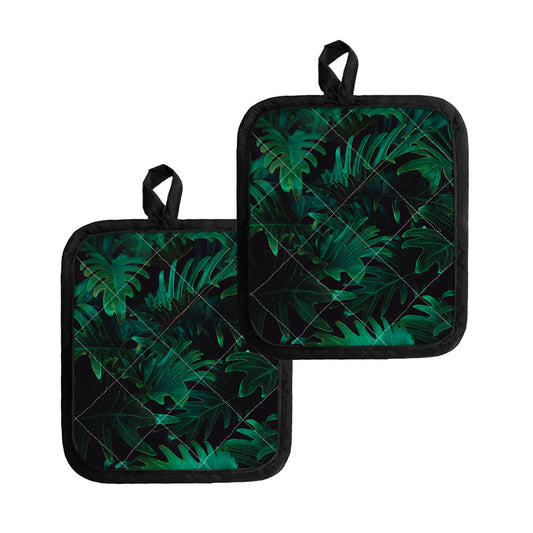 Tropical Fern Leaf Print Pot Holders
