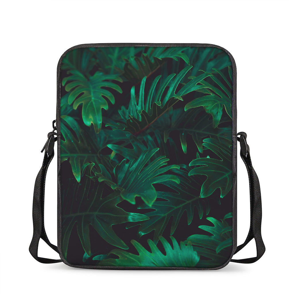 Tropical Fern Leaf Print Rectangular Crossbody Bag