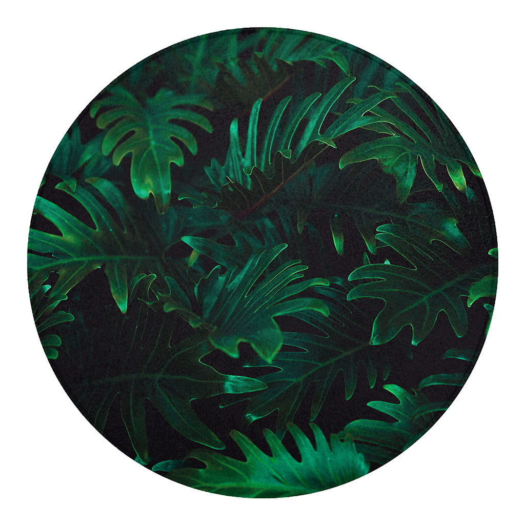 Tropical Fern Leaf Print Round Blanket