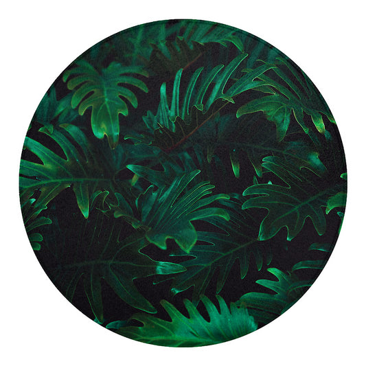 Tropical Fern Leaf Print Round Blanket