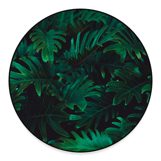 Tropical Fern Leaf Print Round Floor Mat