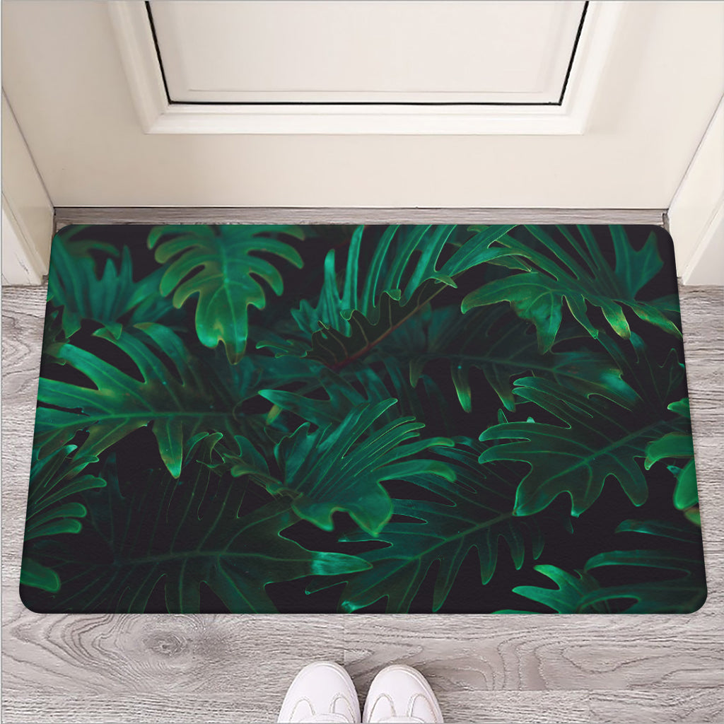 Tropical Fern Leaf Print Rubber Doormat