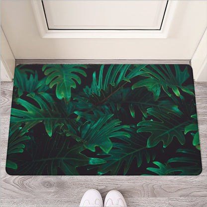 Tropical Fern Leaf Print Rubber Doormat