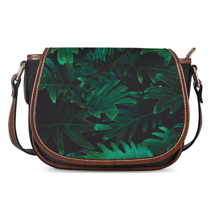 Tropical Fern Leaf Print Saddle Bag