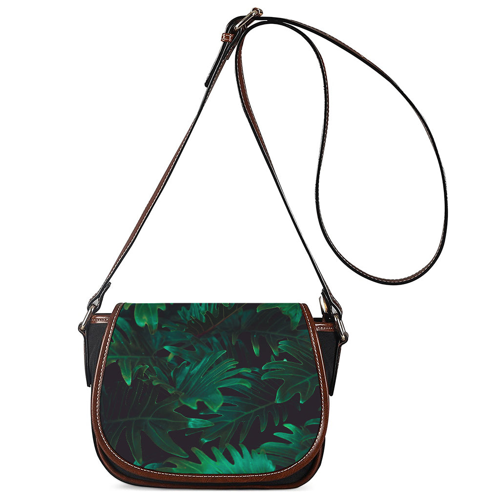 Tropical Fern Leaf Print Saddle Bag