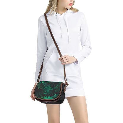 Tropical Fern Leaf Print Saddle Bag