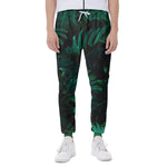 Tropical Fern Leaf Print Scuba Joggers