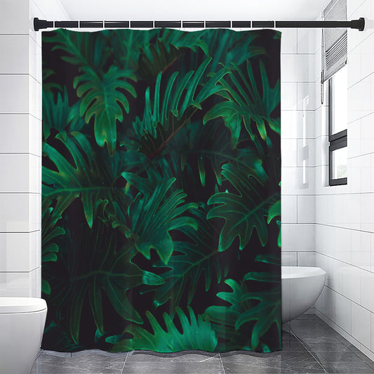 Tropical Fern Leaf Print Shower Curtain