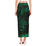 Tropical Fern Leaf Print Side Slit Maxi Skirt