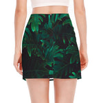Tropical Fern Leaf Print Side Slit Mini Skirt