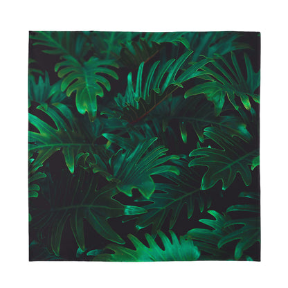 Tropical Fern Leaf Print Silk Bandana