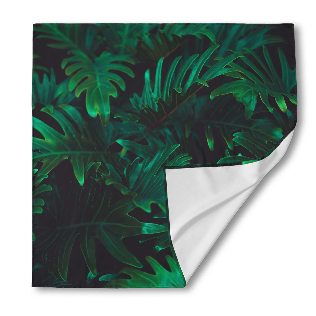 Tropical Fern Leaf Print Silk Bandana