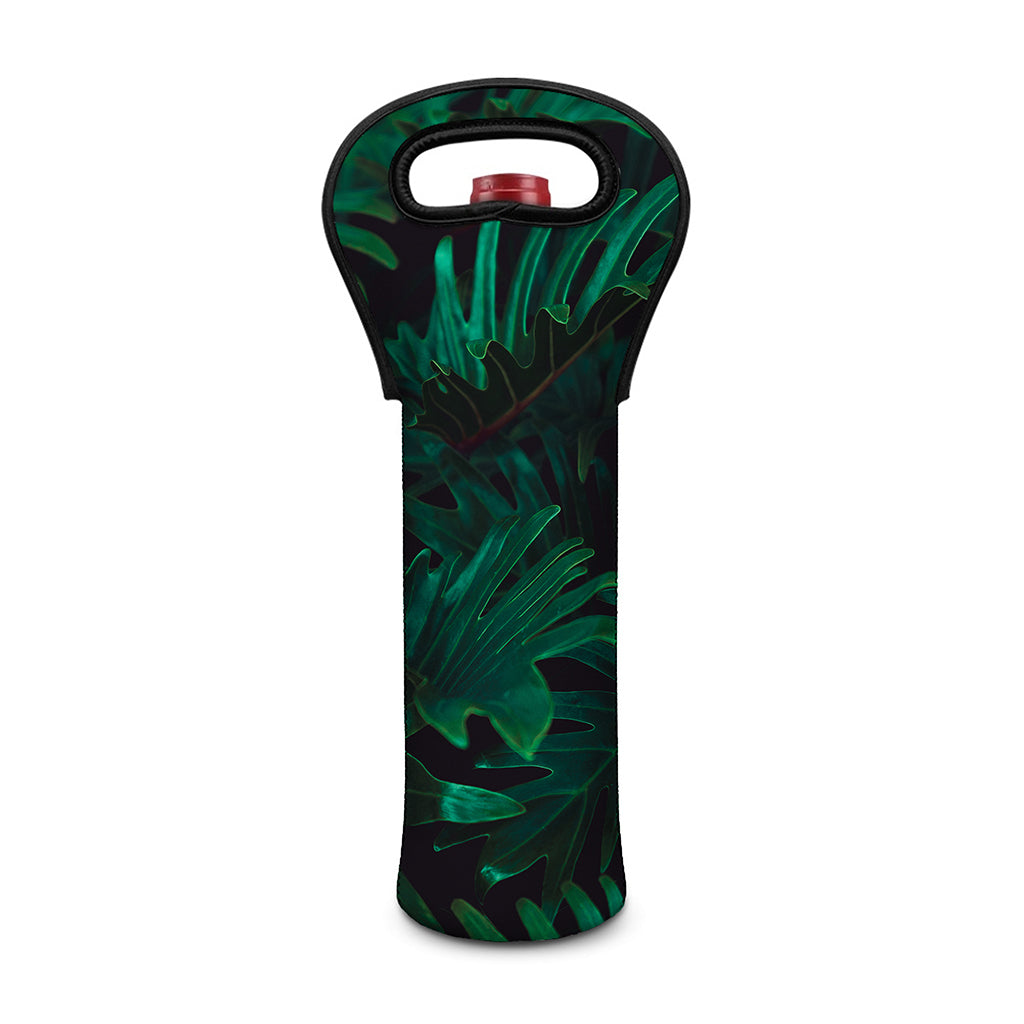 Tropical Fern Leaf Print Single Neoprene Wine Tote