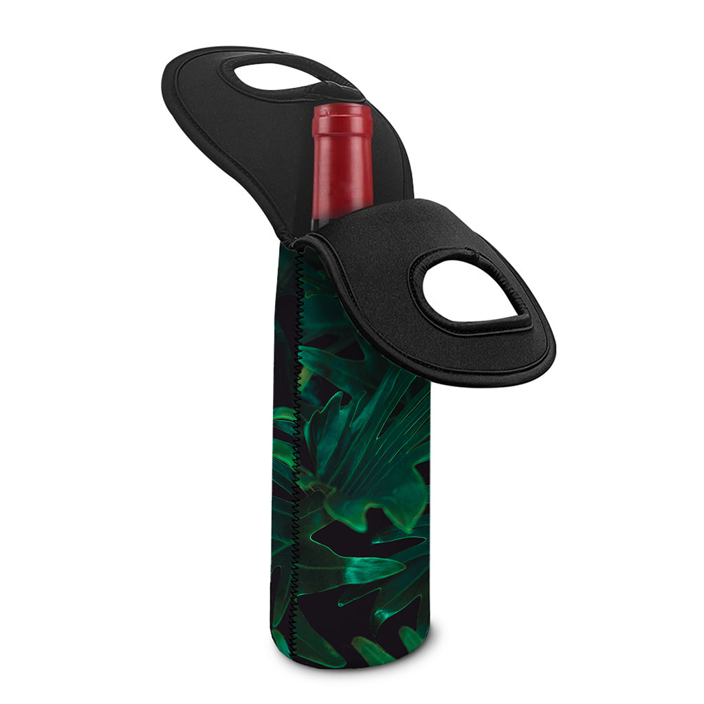 Tropical Fern Leaf Print Single Neoprene Wine Tote