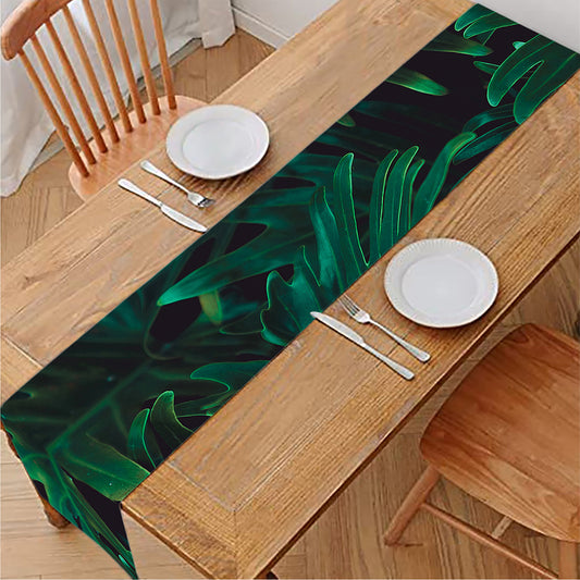 Tropical Fern Leaf Print Table Runner