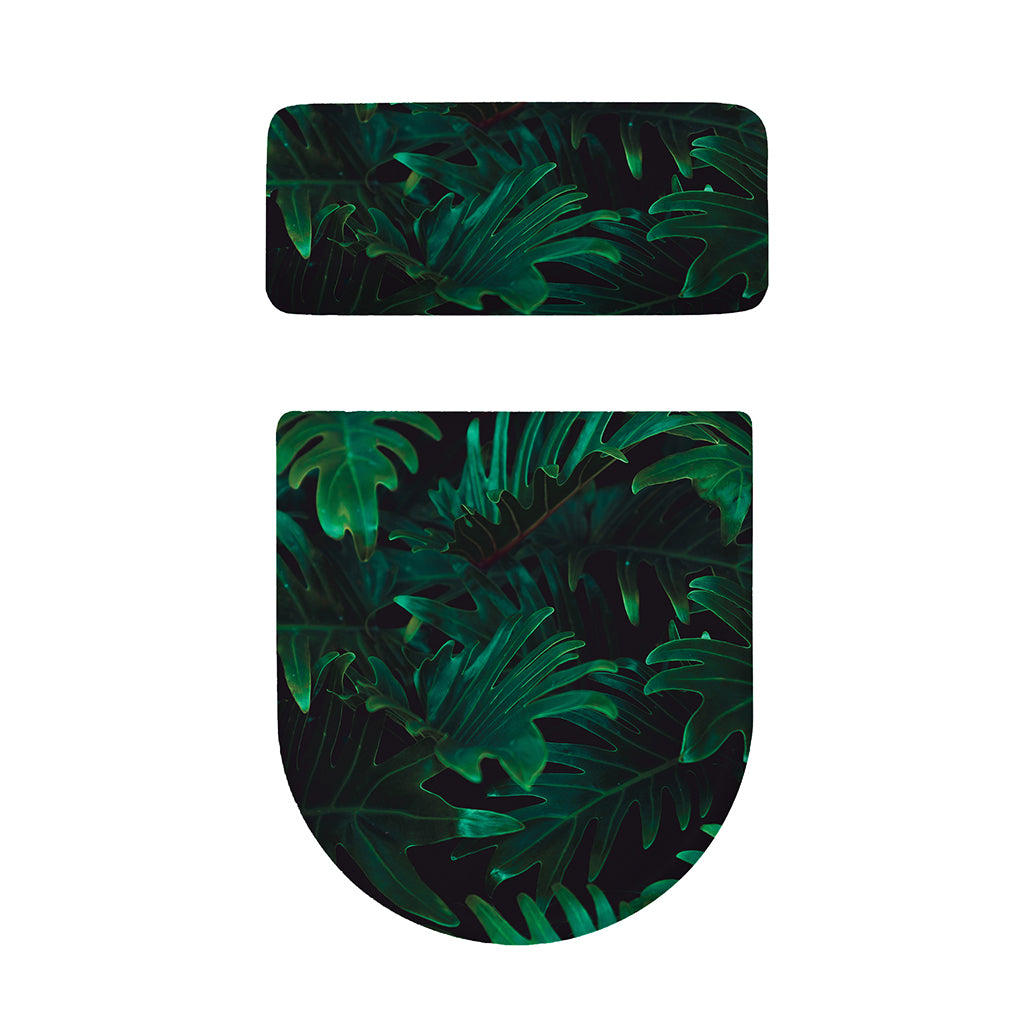 Tropical Fern Leaf Print Toilet Lid And Tank Cover Set