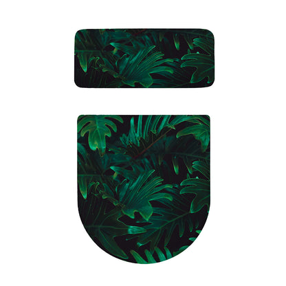 Tropical Fern Leaf Print Toilet Lid And Tank Cover Set