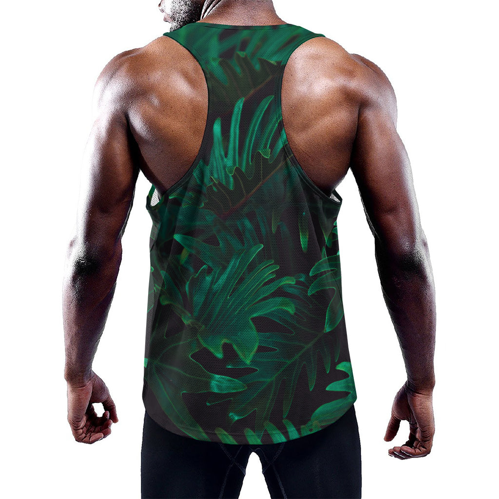 Tropical Fern Leaf Print Training Tank Top