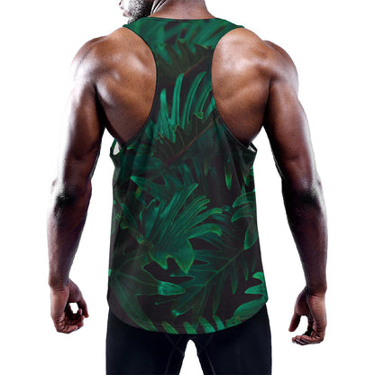 Tropical Fern Leaf Print Training Tank Top