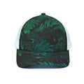 Tropical Fern Leaf Print White Mesh Trucker Hat