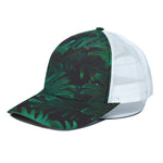 Tropical Fern Leaf Print White Mesh Trucker Cap