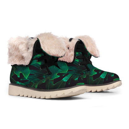 Tropical Fern Leaf Print Winter Boots
