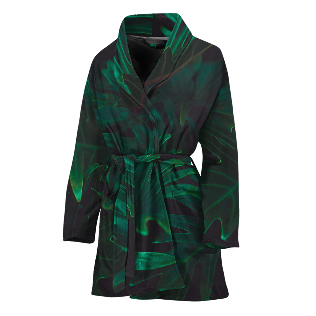 Tropical Fern Leaf Print Women's Bathrobe