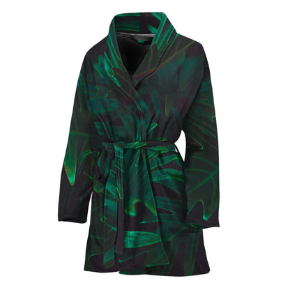 Tropical Fern Leaf Print Women's Bathrobe