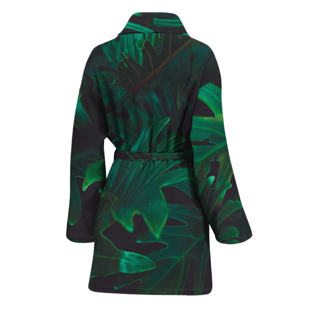 Tropical Fern Leaf Print Women's Bathrobe