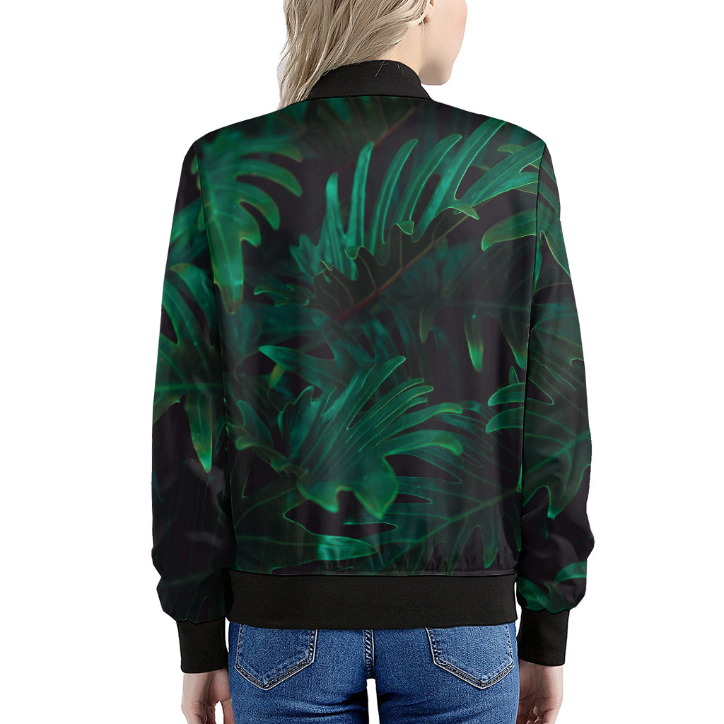 Tropical Fern Leaf Print Women's Bomber Jacket