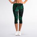 Tropical Fern Leaf Print Women's Capri Leggings