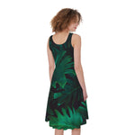 Tropical Fern Leaf Print Women's Sleeveless Dress
