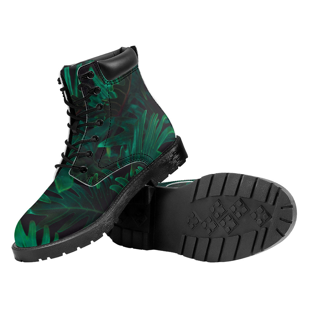 Tropical Fern Leaf Print Work Boots