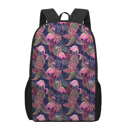 Tropical Flamingo Aloha Pattern Print 17 Inch Backpack