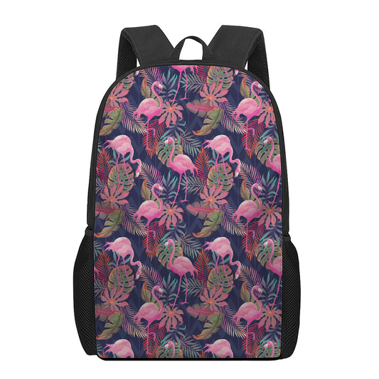 Tropical Flamingo Aloha Pattern Print 17 Inch Backpack