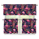 Tropical Flamingo Aloha Pattern Print 3 Piece Kitchen Curtains