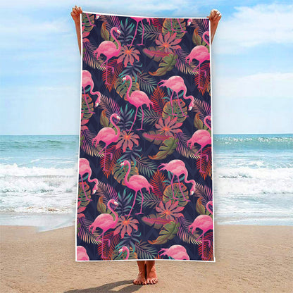 Tropical Flamingo Aloha Pattern Print Beach Towel
