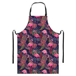 Tropical Flamingo Aloha Pattern Print Bib Apron With Pocket