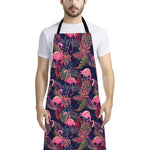 Tropical Flamingo Aloha Pattern Print Bib Apron With Pocket