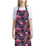 Tropical Flamingo Aloha Pattern Print Bib Apron With Pocket