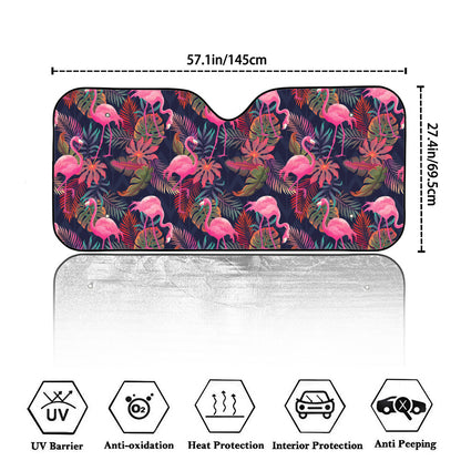 Tropical Flamingo Aloha Pattern Print Car Windshield Sun Shade