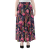 Tropical Flamingo Aloha Pattern Print Chiffon Maxi Skirt