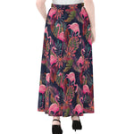 Tropical Flamingo Aloha Pattern Print Chiffon Maxi Skirt