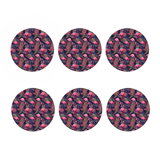 Tropical Flamingo Aloha Pattern Print Coaster Set