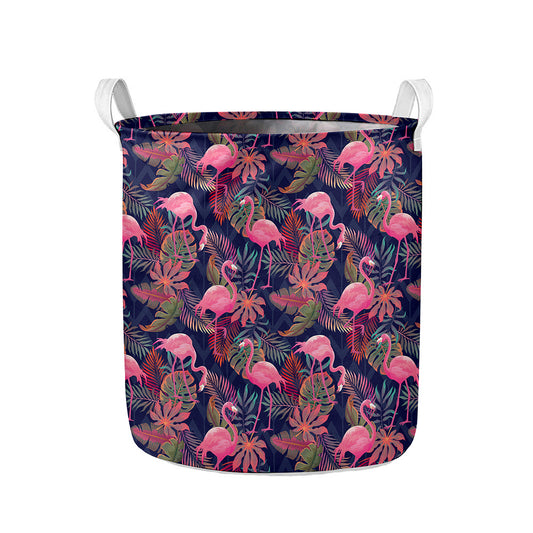 Tropical Flamingo Aloha Pattern Print Collapsible Laundry Basket